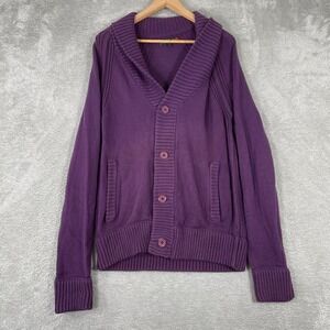 Vintage Guess Cardigan Sweater Womens Medium Purple Shawl Collar Knit Y2K